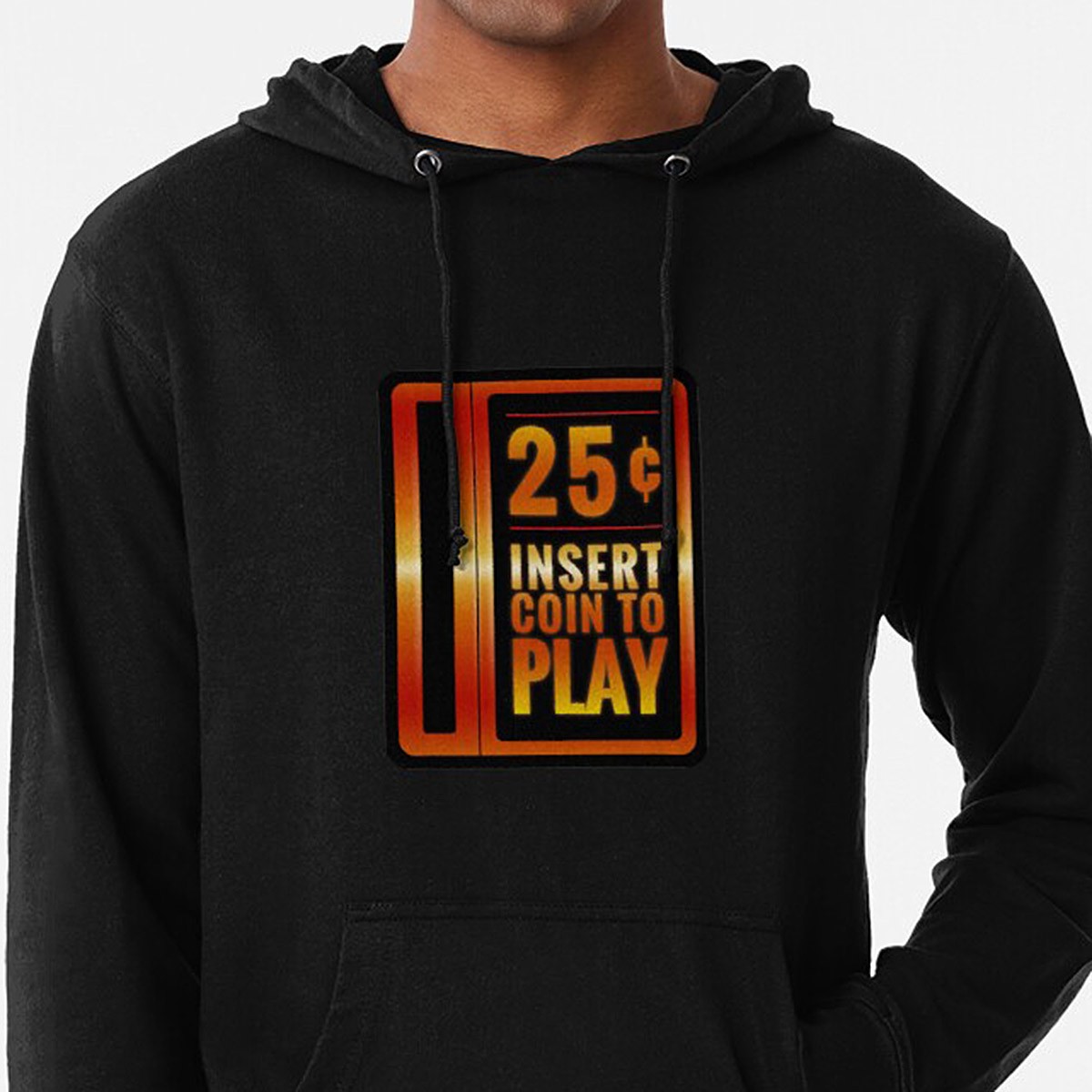 Insert 25¢ to play classic arcade coin slot - Lightweight Hoodie - 