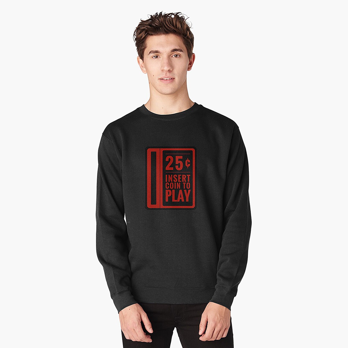 Insert Coin arcade coin slot - Pullover Sweatshirt by NTK Apparel