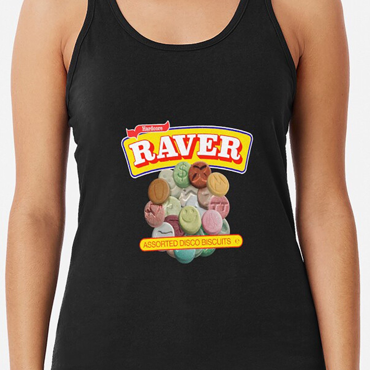 Hardcore Raver - Assorted Disco Biscuits - Racerback Tank Top by NTK Apparel