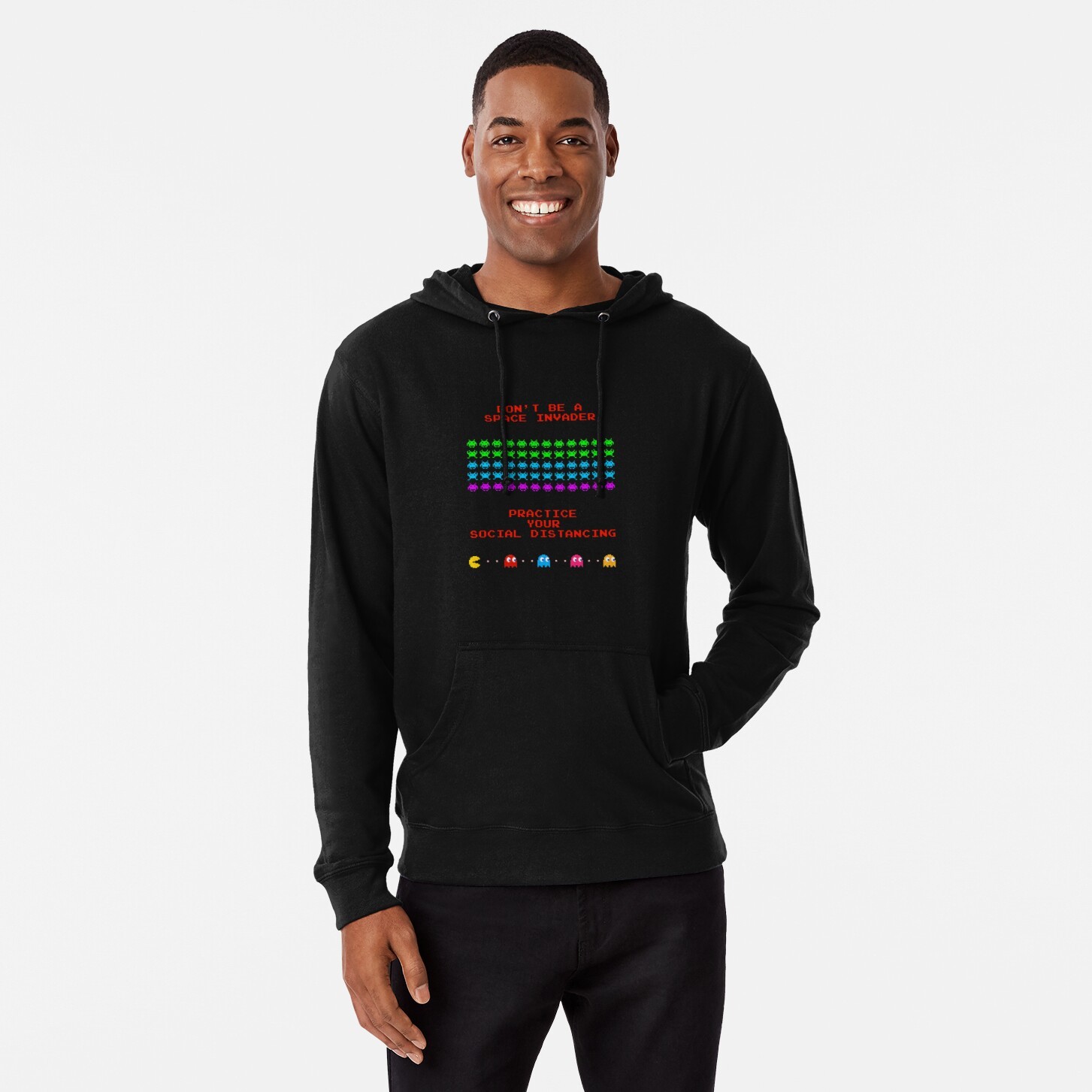 Don't be a Space Invader - Practice Social Distancing Lightweight Hoodie - 