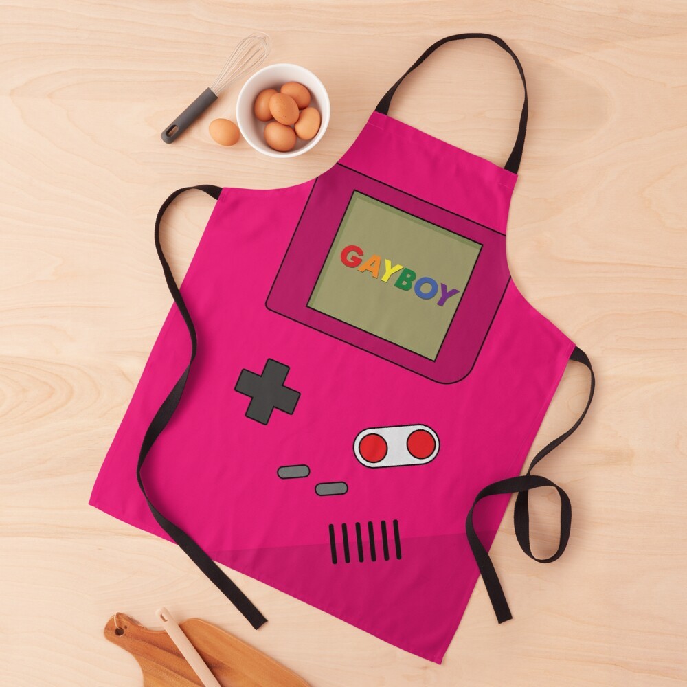 The Gayboy - Bright pink Retro gaming Apron by NTK Apparel