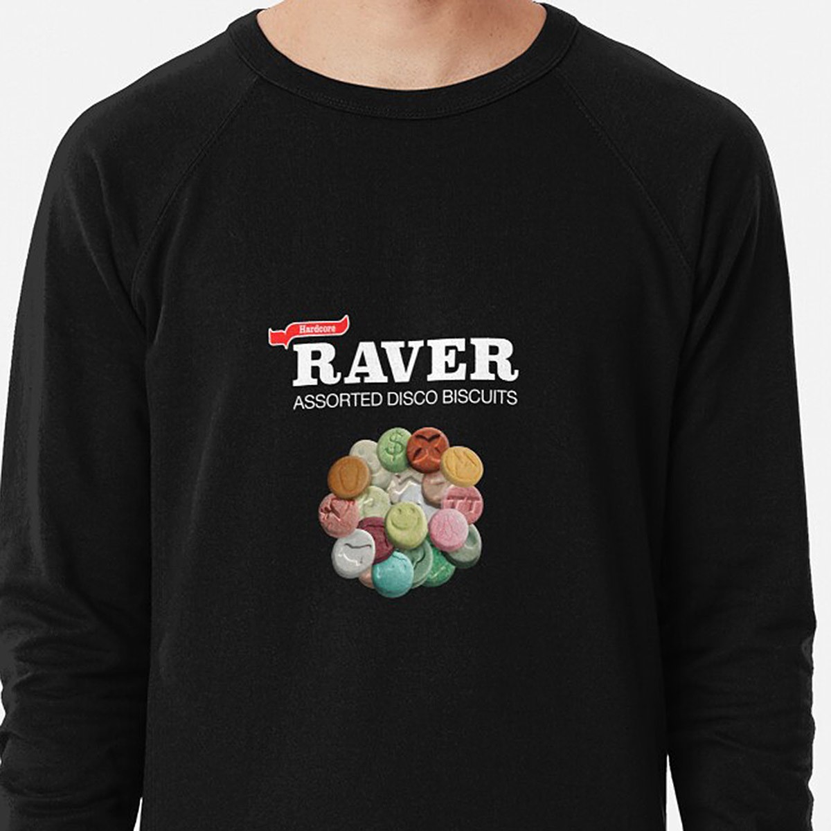 Hardcore Raver - Assorted Disco Biscuits Lightweight Sweatshirt by NTK Apparel