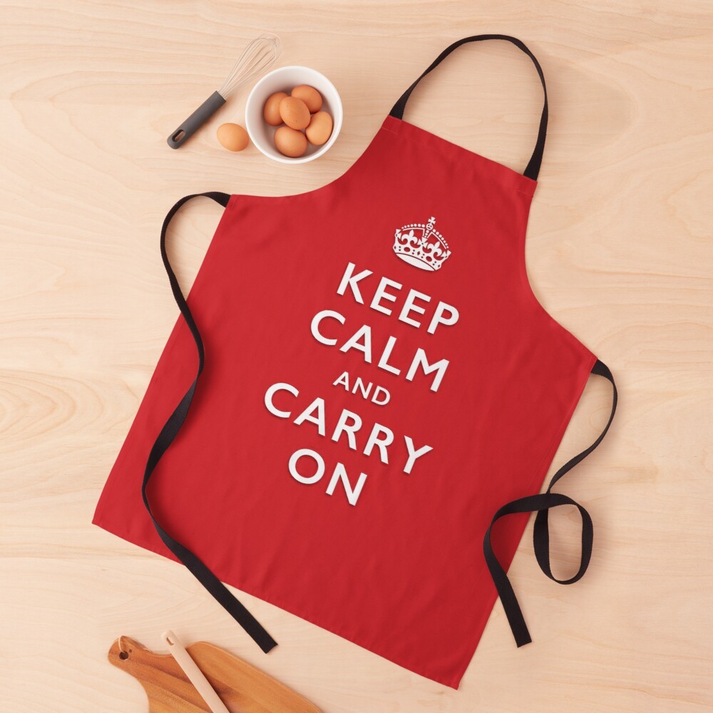 Keep Calm and Carry On - Classic Red Apron by NTK Apparel