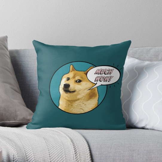 Dogecoin - Much Wow!! Throw Pillow