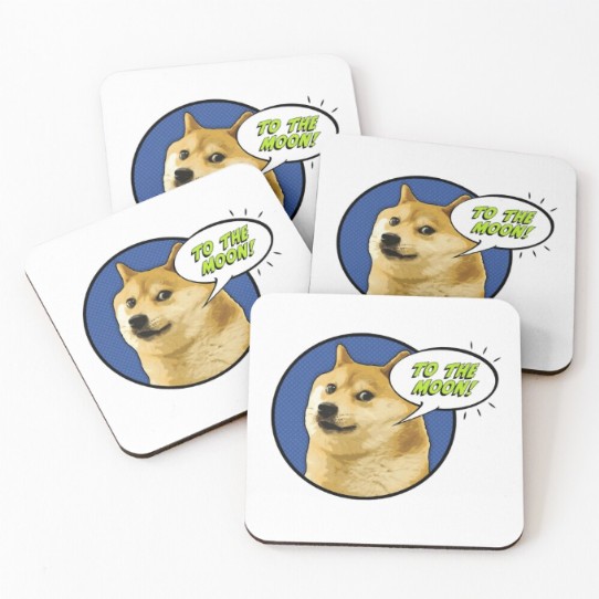 Doge To The Moon!! Coasters (Set of 4)