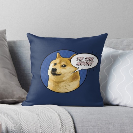Doge To The Moon!! Throw Pillow