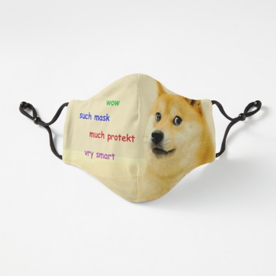 Wow Such Mask Much Protekt - Doge/Dogecoin fitted face mask