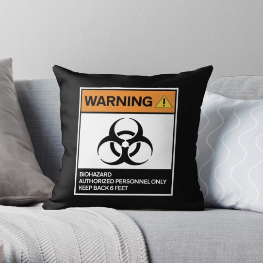 Warning - Biohazard Throw Pillow