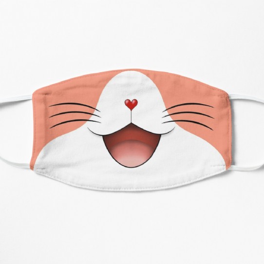 Cute happy smiling cat face mask  pink/white