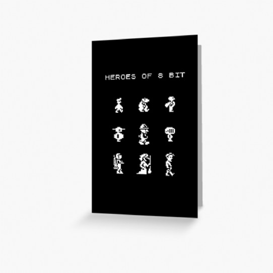 Heroes of 8bit black and white greeting card