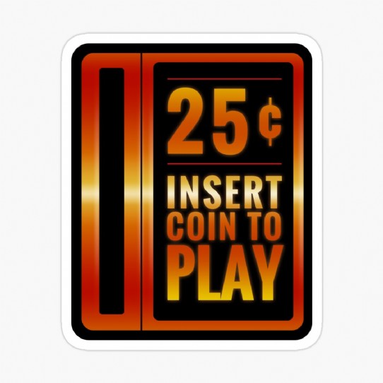 Insert 25¢ to play classic arcade coin slot - Sticker