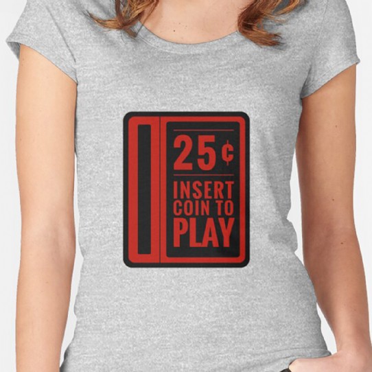 Insert Coin arcade coin slot Fitted Scoop T-Shirt