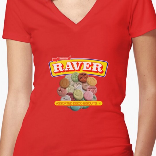 Hardcore Raver - Assorted Disco Biscuits V Neck T-Shirt