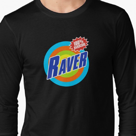 100% Hardcore Raver - Blue Raver on multicolour bullseye Longsleeve T-Shirt
