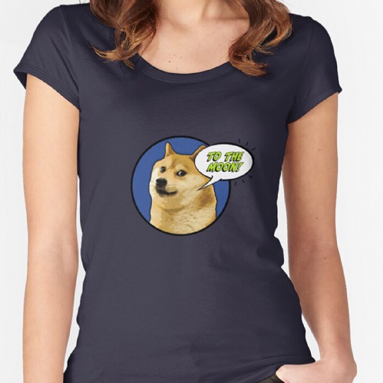 Doge To The Moon!! Fitted Scoop T-Shirt