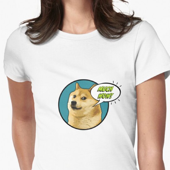 Dogecoin - Much Wow!! Fitted T-Shirt