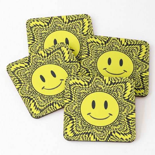 Trippy Acid House Smiley Caosters