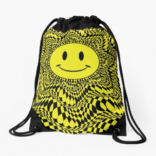 Trippy Acid House Smiley Drawstring Bag