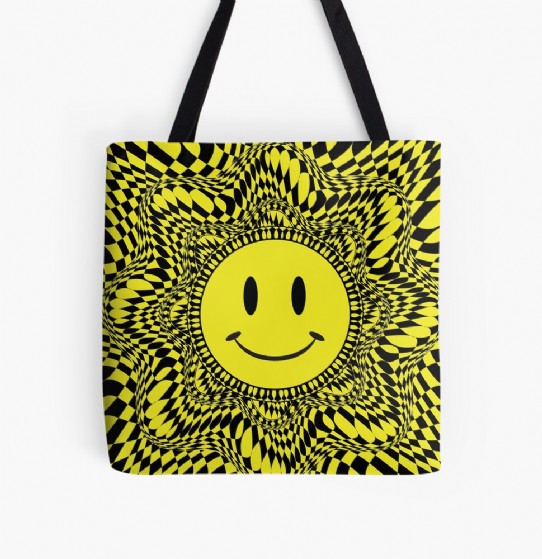 Trippy Acid House Smiley Tote Bag