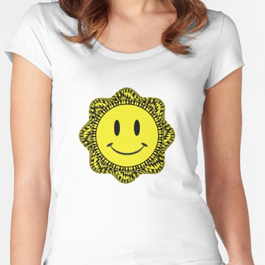 Trippy Acid House Smiley Fitted Scoop T-Shirt