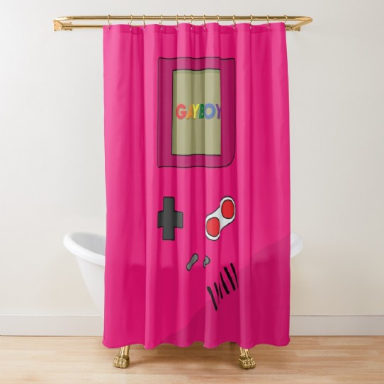 The Gayboy - Bright pink Retro gaming Shower Curtain