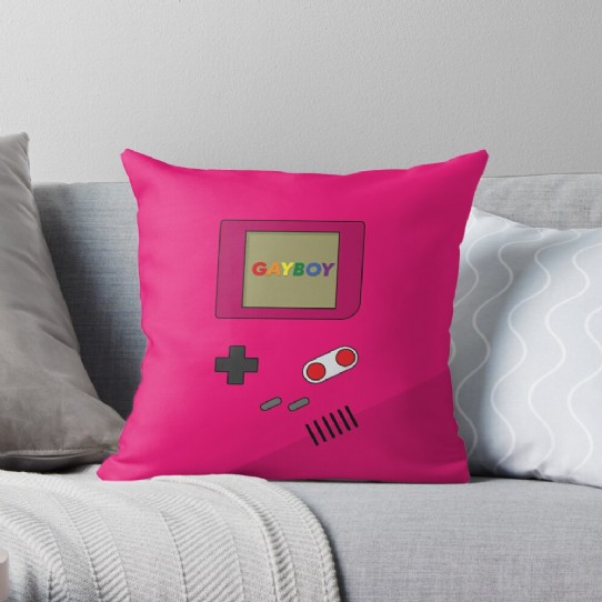 The Gayboy - Bright pink Retro gaming Throw Pillow
