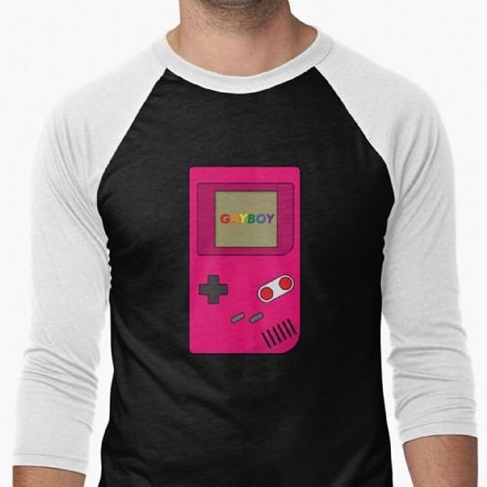 The Gayboy - Bright pink Retro gaming Baseball 3/4 Sleeve T-Shirt