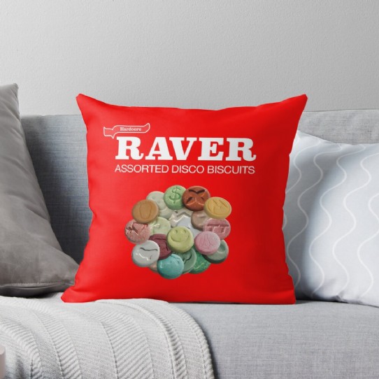 Hardcore Raver - Assorted Disco Biscuits Throw Cushion
