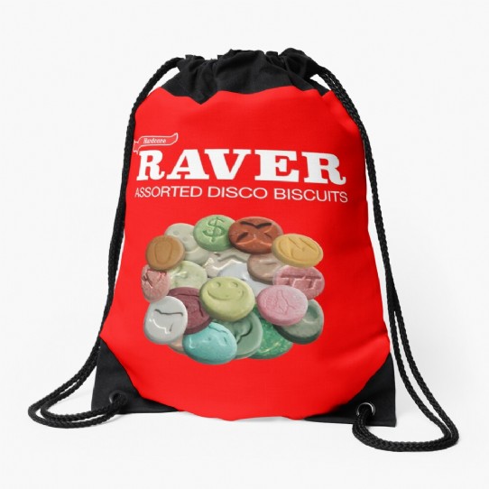 Hardcore Raver - Assorted Disco Biscuits Drawstring Backpack