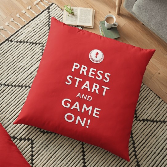 Press Start and Game On! Floor Pillow