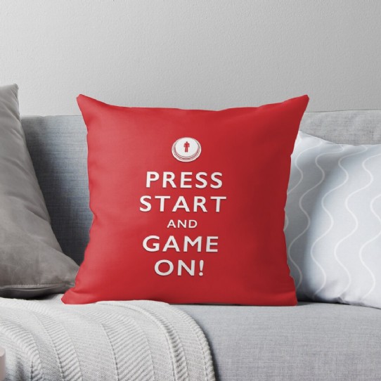 Press Start and Game On! Throw Pillow