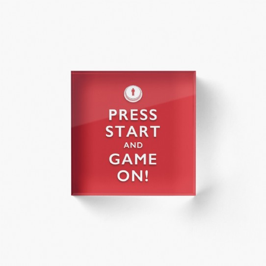Press Start and Game On! Acrylic Block