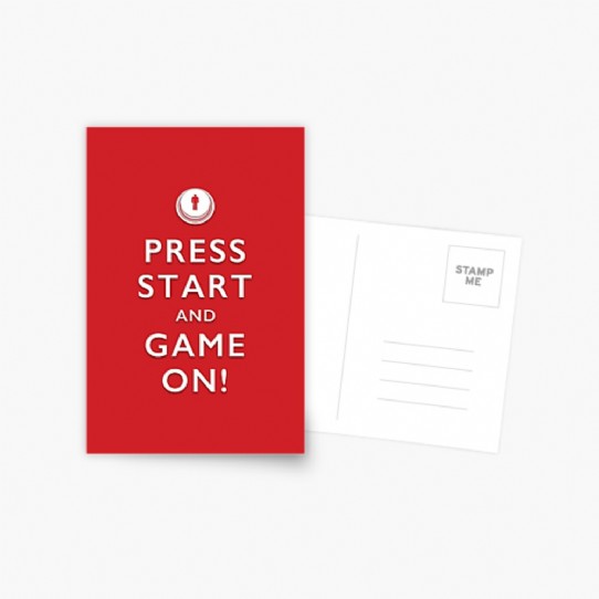 Press Start and Game On! Postcard 