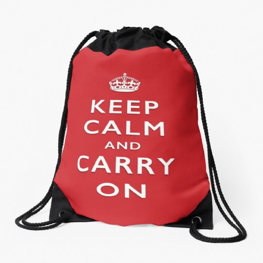Keep Calm and Carry On - Classic Red Drawstring Bag