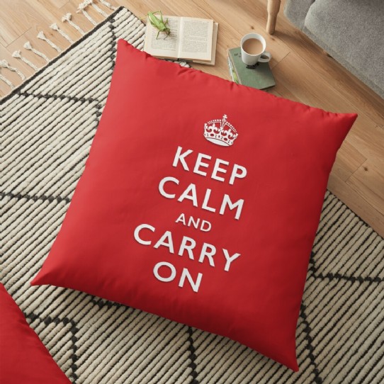Keep Calm and Carry On - Classic Red Floor Pillow