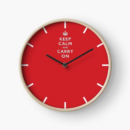 Keep Calm and Carry On - Classic Red Wall Clock 