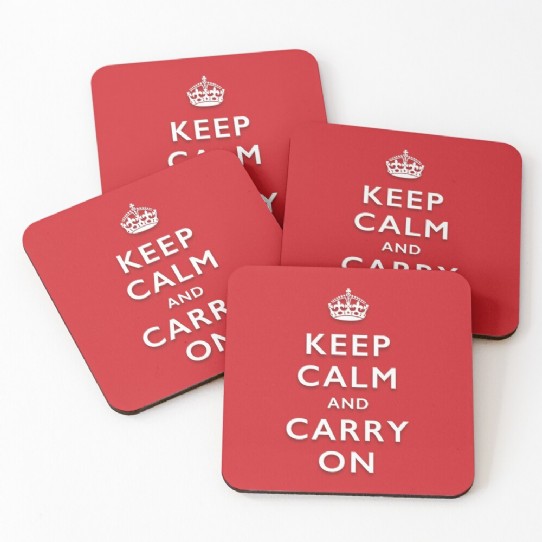Keep Calm and Carry On - Classic Red Coasters