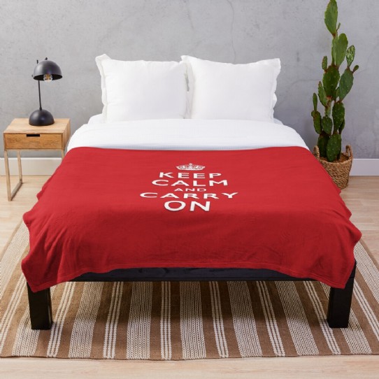 Keep Calm and Carry On - Classic Red Throw Blanket